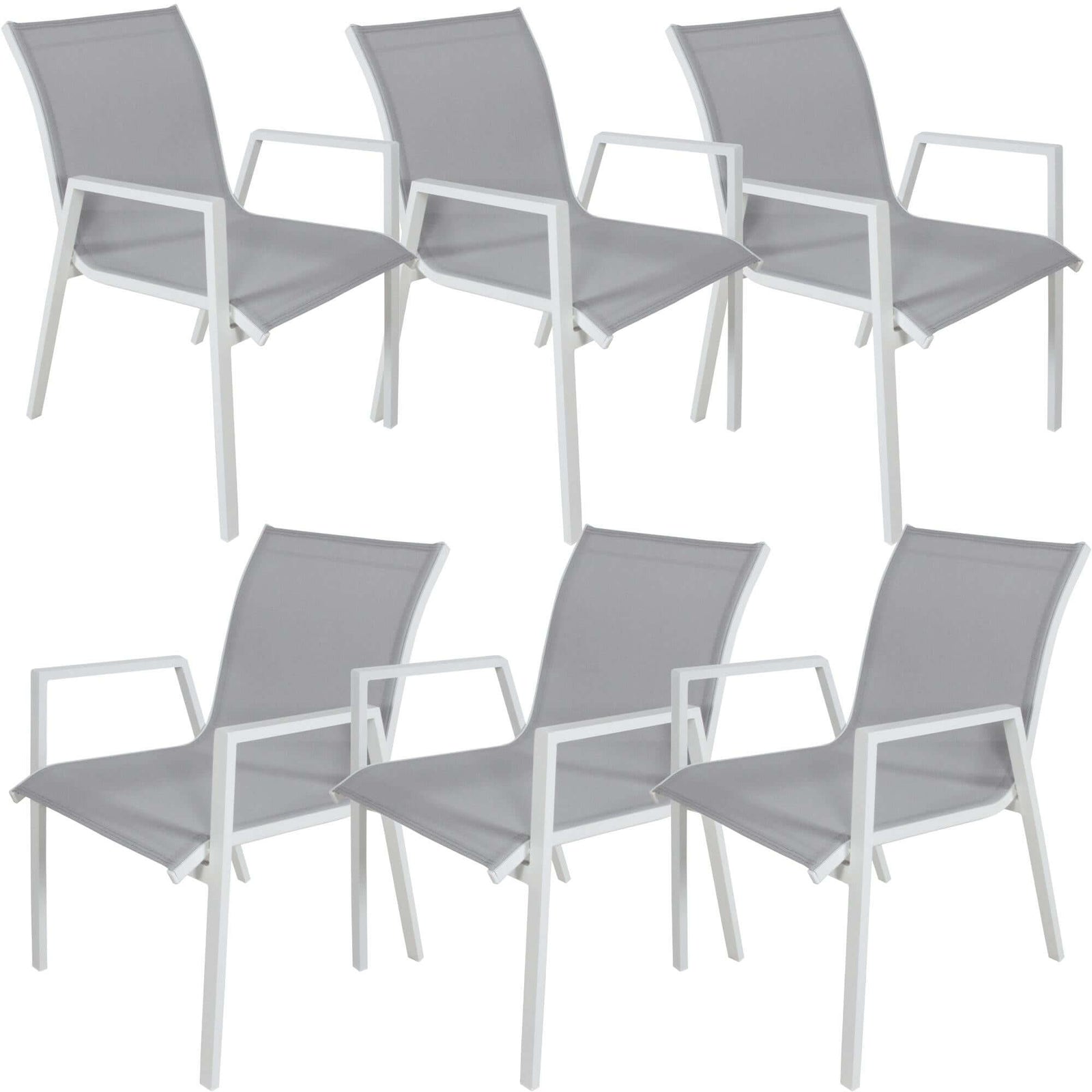 Iberia 6pc Set Aluminium Outdoor Dining Table Chair White-Upinteriors