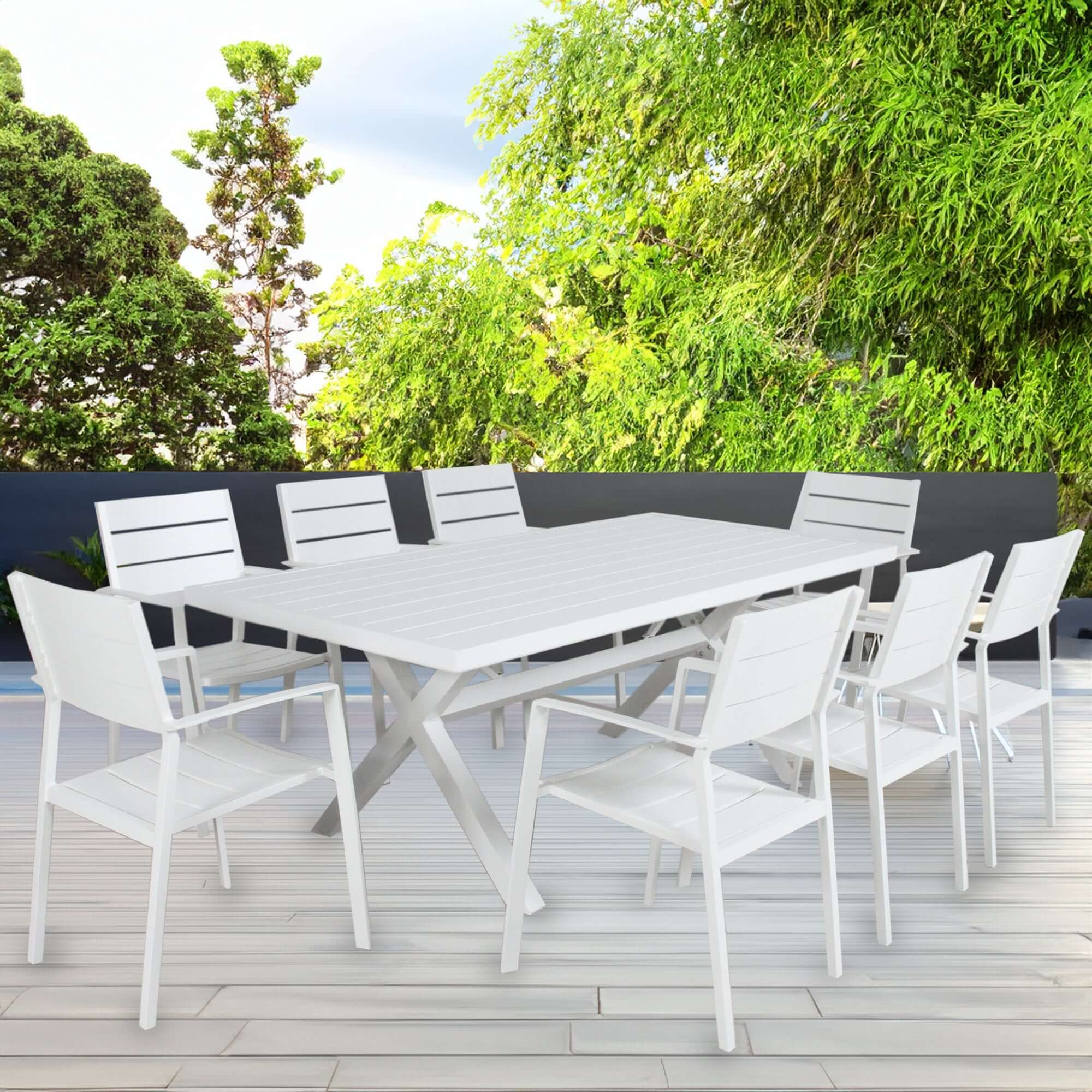 Percy 4pc Outdoor Dining Set - White Aluminium-Upinteriors