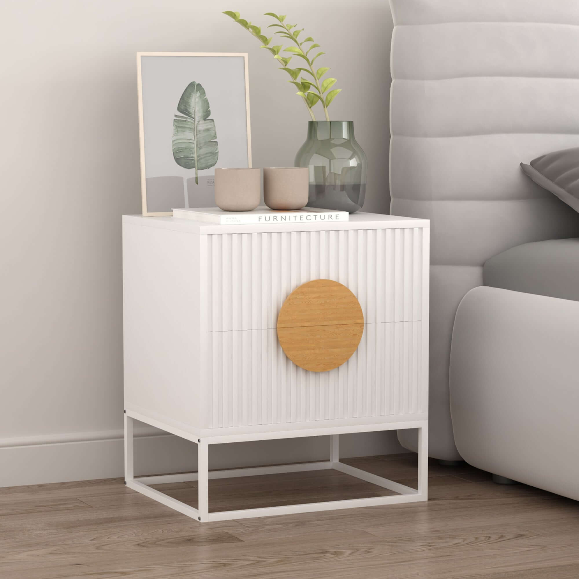 Belmonte White Bedside Table - Solid & Chic-Upinteriors