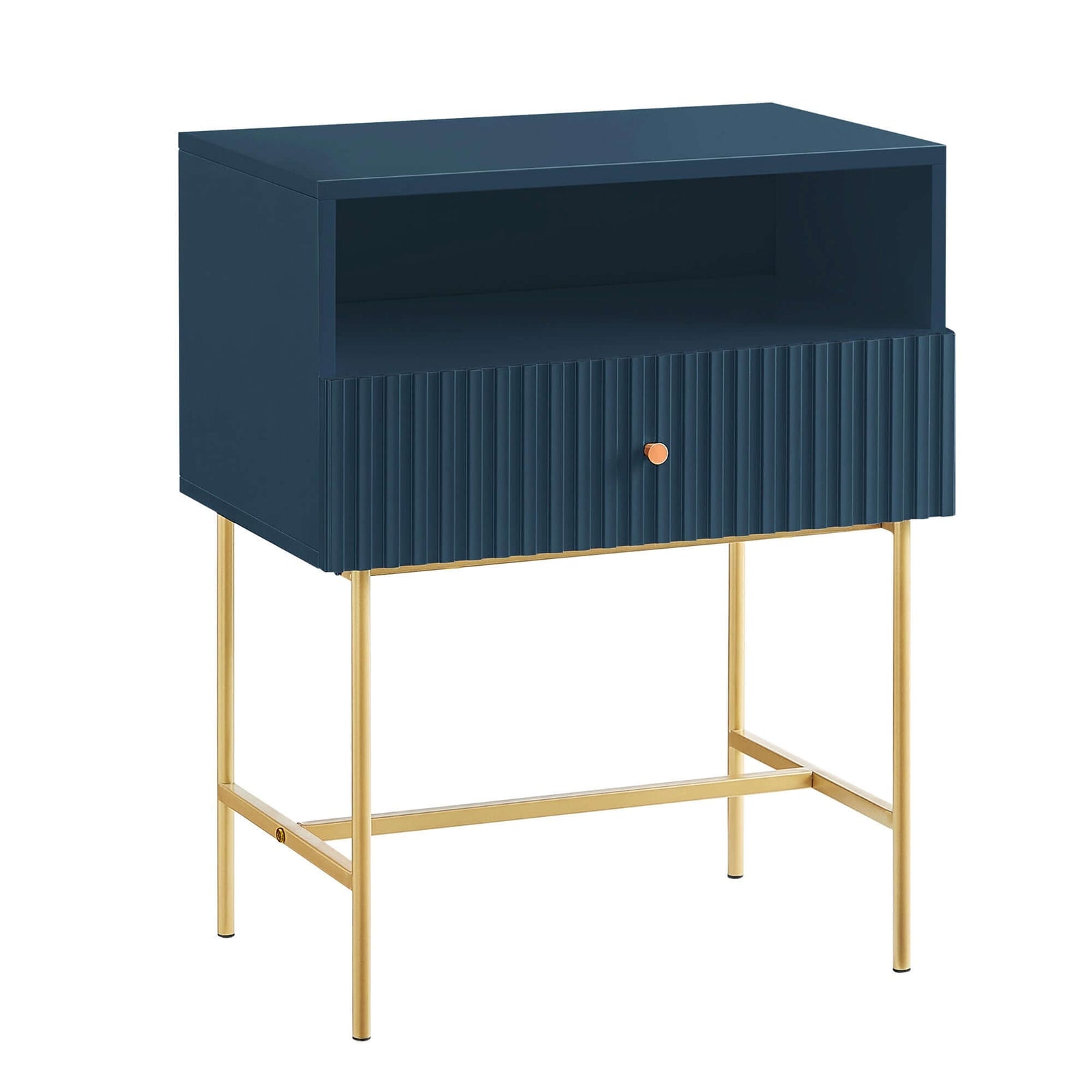 Lucia Blue Bedside Table - Sleek Fluted Design-Upinteriors