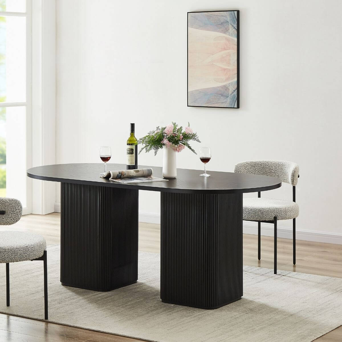 Kate 6-Seater Black Dining Table | Streamlined Design-Upinteriors