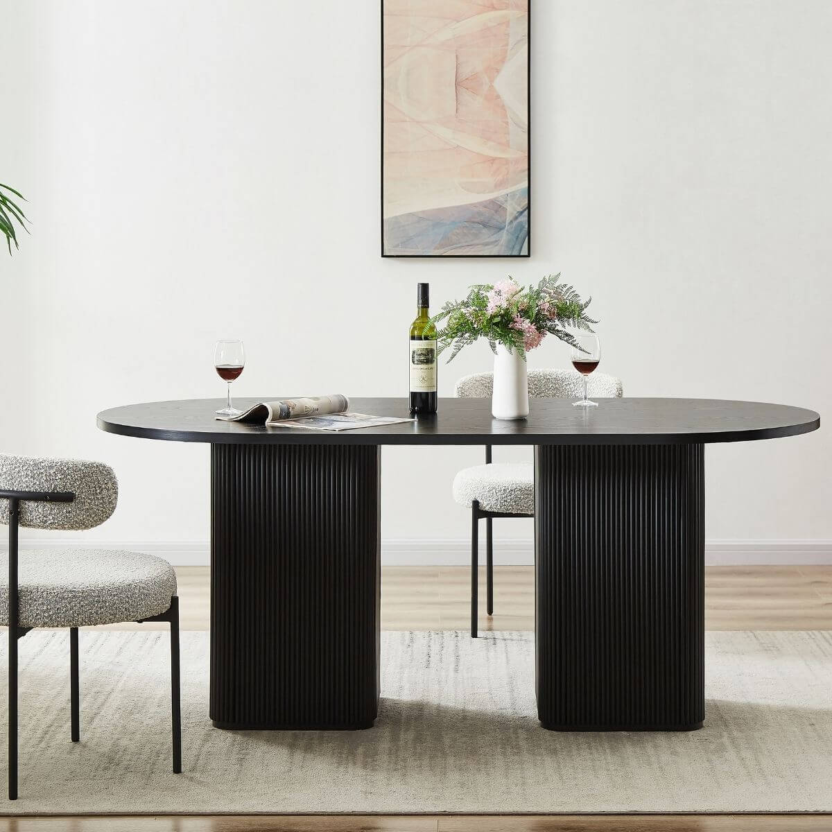 Kate 6-Seater Black Dining Table | Streamlined Design-Upinteriors