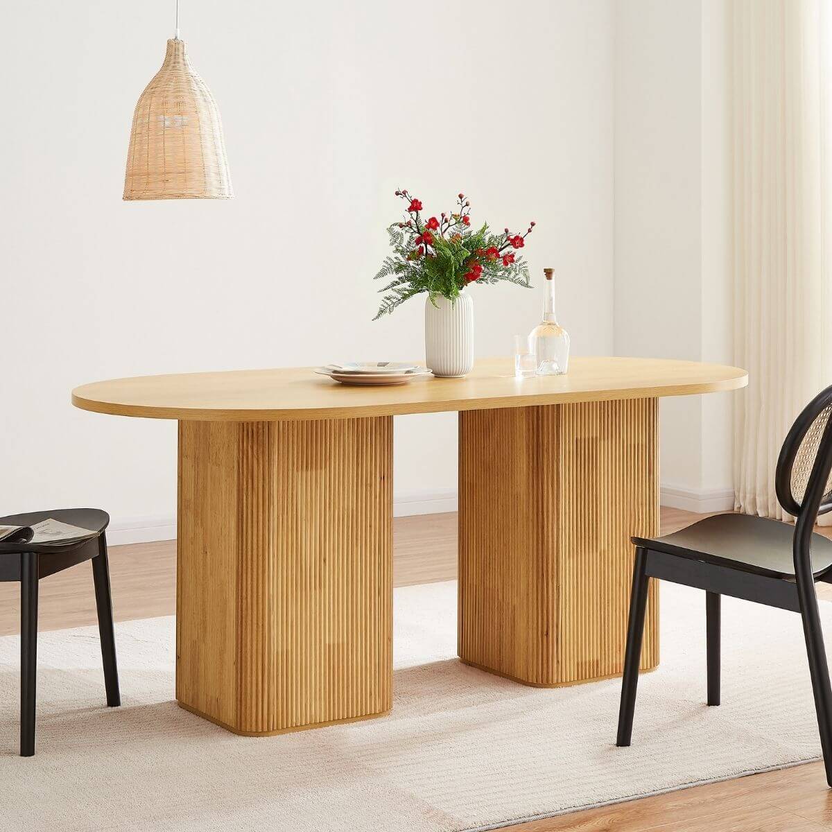 Kate 6-Seater Oval Dining Table | Streamlined Design-Upinteriors