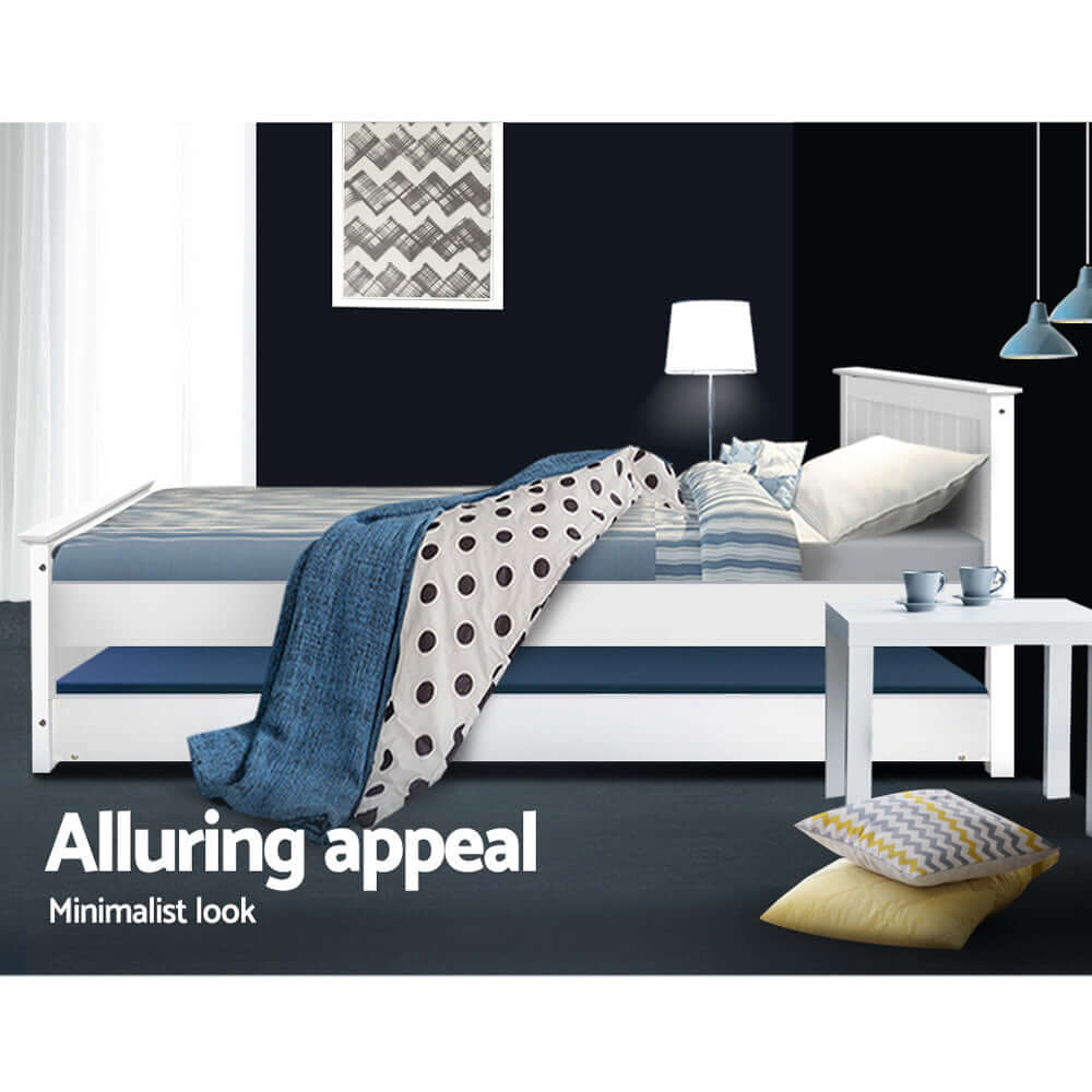 Artiss King Single Trundle Bed Frame - Space-saving ELVIS-Upinteriors