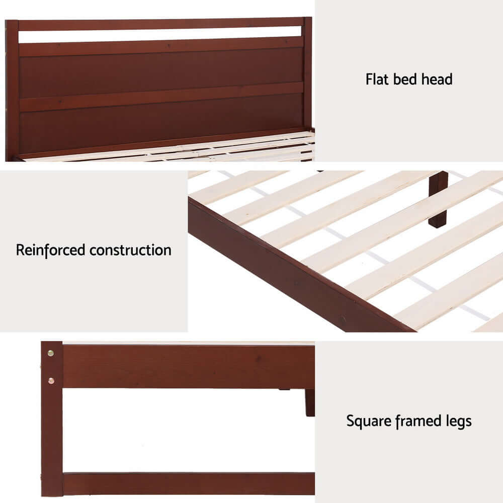 Artiss Walnut Witton Double Bed Frame | Rustic Style-Upinteriors