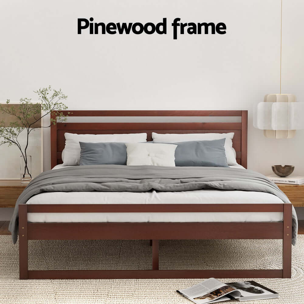 Artiss Queen Bed Frame - Walnut Wooden Witton Style-Upinteriors