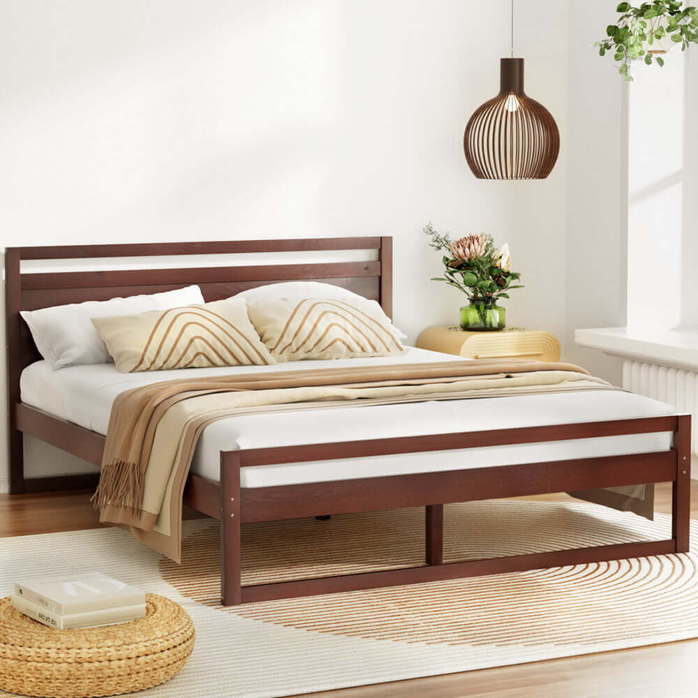 Artiss Queen Bed Frame - Walnut Wooden Witton Style-Upinteriors