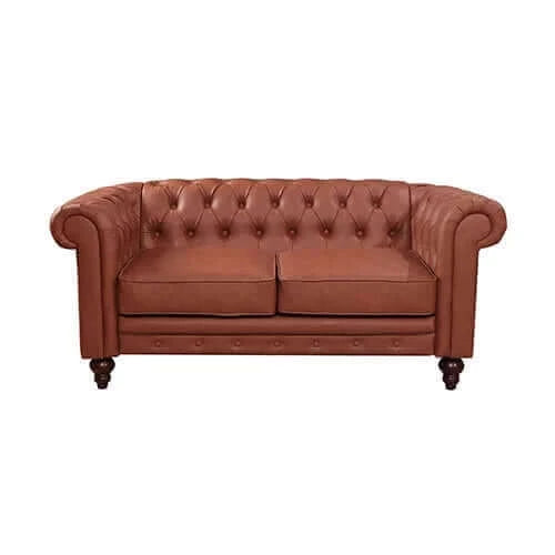 Get Comfortable in a Classic Chesterfield Style Sofa - Brown Faux Leather-Upinteriors