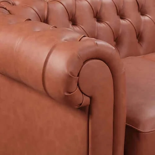Get Comfortable in a Classic Chesterfield Style Sofa - Brown Faux Leather-Upinteriors