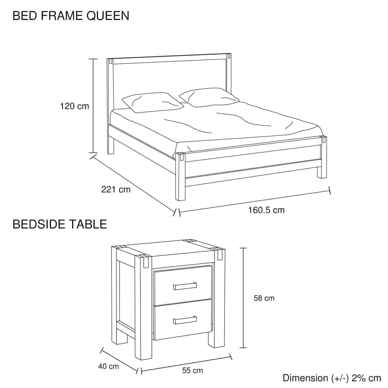 Solid Acacia Wood Queen Bedroom Suite Java Series