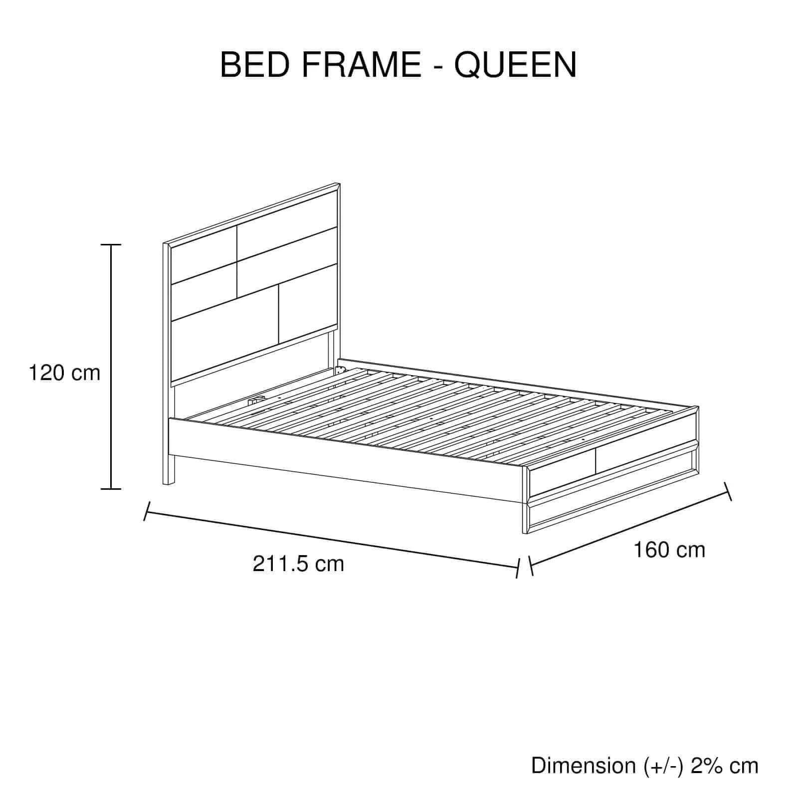 Solid Wood Queen Bedroom Suite with Bedside Table in Oak Veneer-Upinteriors