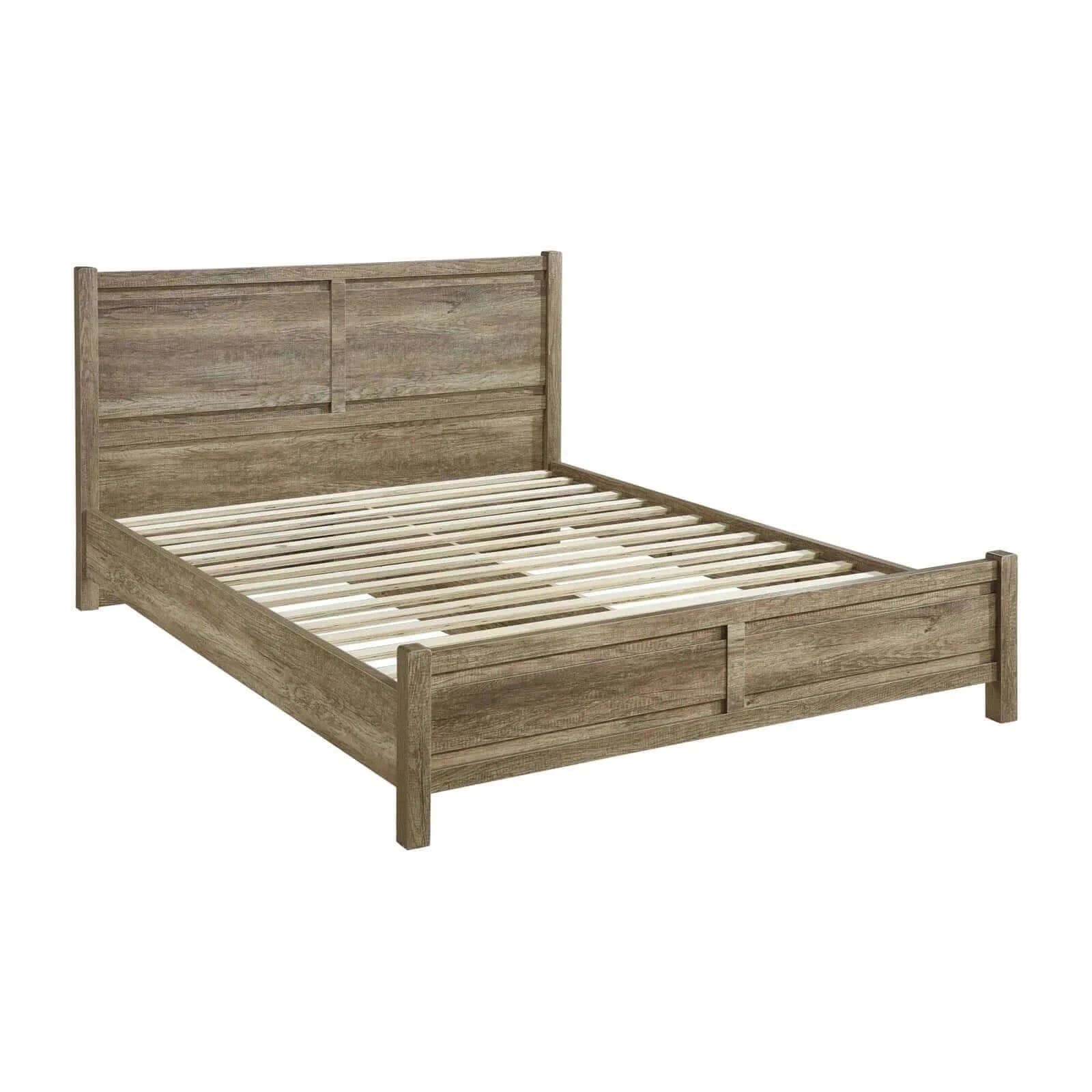3 Pieces Bedroom Suite Natural Wood Like MDF Structure King Size Oak Colour Bed -Upinteriors