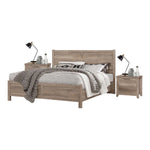 3 Pieces Bedroom Suite Natural Wood Like MDF Structure King Size Oak Colour Bed -Upinteriors