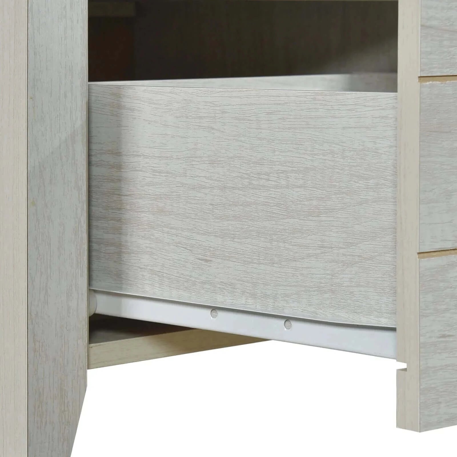 Buy 3 Pieces Bedroom Suite Natural Wood Like MDF Structure Queen Size White Ash Colour Bed-Upinteriors