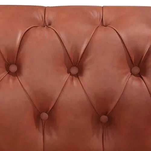 Buy 3 Seater Brown Sofa Lounge Chesterfireld Style Button Tufted in Faux Leather in Australia -Upinteriors