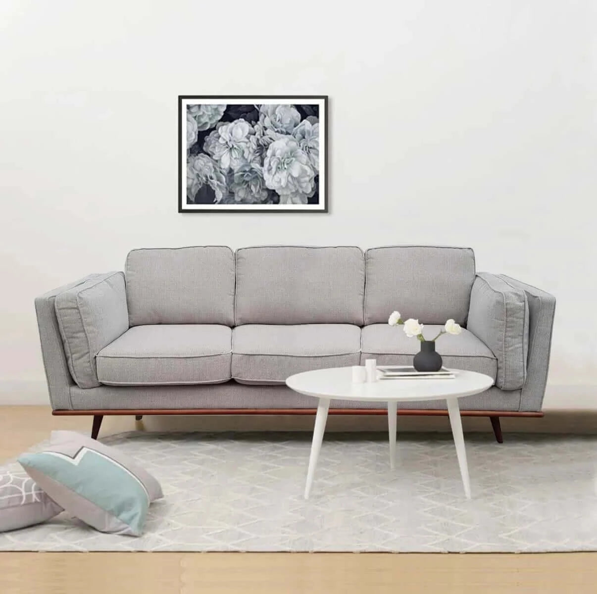 Buy 3 Seater Sofa Beige Fabric Modern Lounge Set for Living Room Couch – Upinteriors-Upinteriors