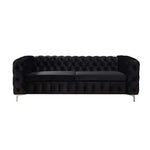 Buy 3 Seater Sofa Classic Button Tufted Lounge in Black Velvet Fabric– Upinteriors-Upinteriors
