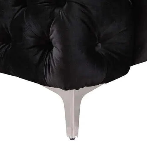 Buy 3 Seater Sofa Classic Button Tufted Lounge in Black Velvet Fabric– Upinteriors-Upinteriors