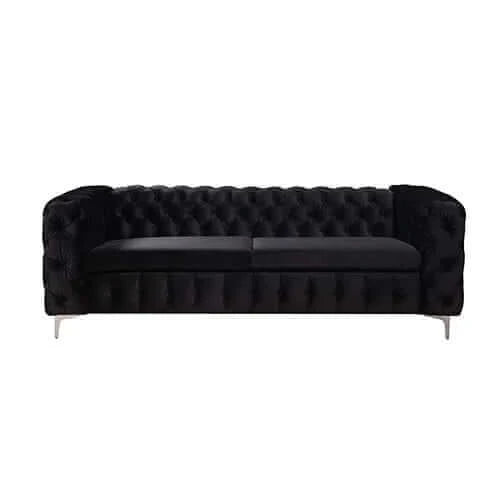 Buy Black Velvet Black 3+2 Seater Sofa - Upinteriors-Upinteriors