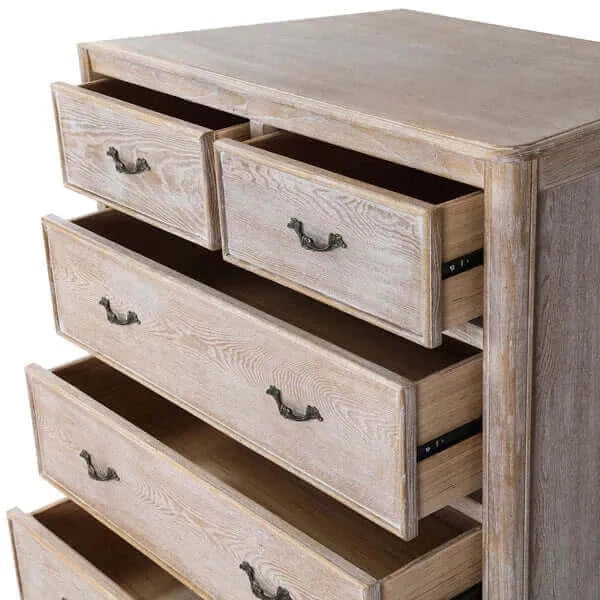 Buy 4 pcs bedroom suite oak wood plywood veneer white washed finish in king size - upinteriors-Upinteriors