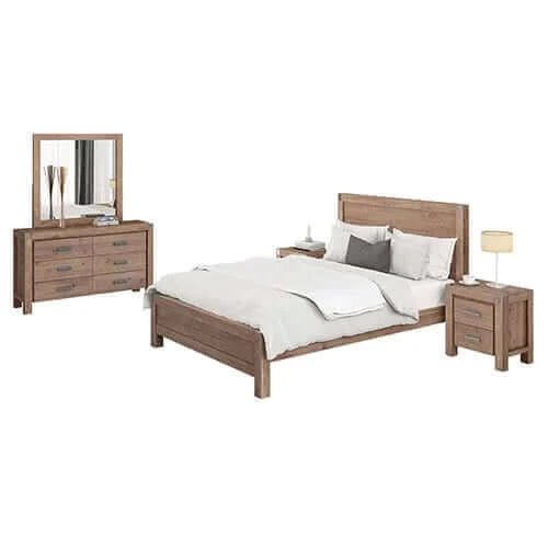 Buy 4 Piece Bedroom Suite With Oak Color Bedside Tallboy-Upinteriors