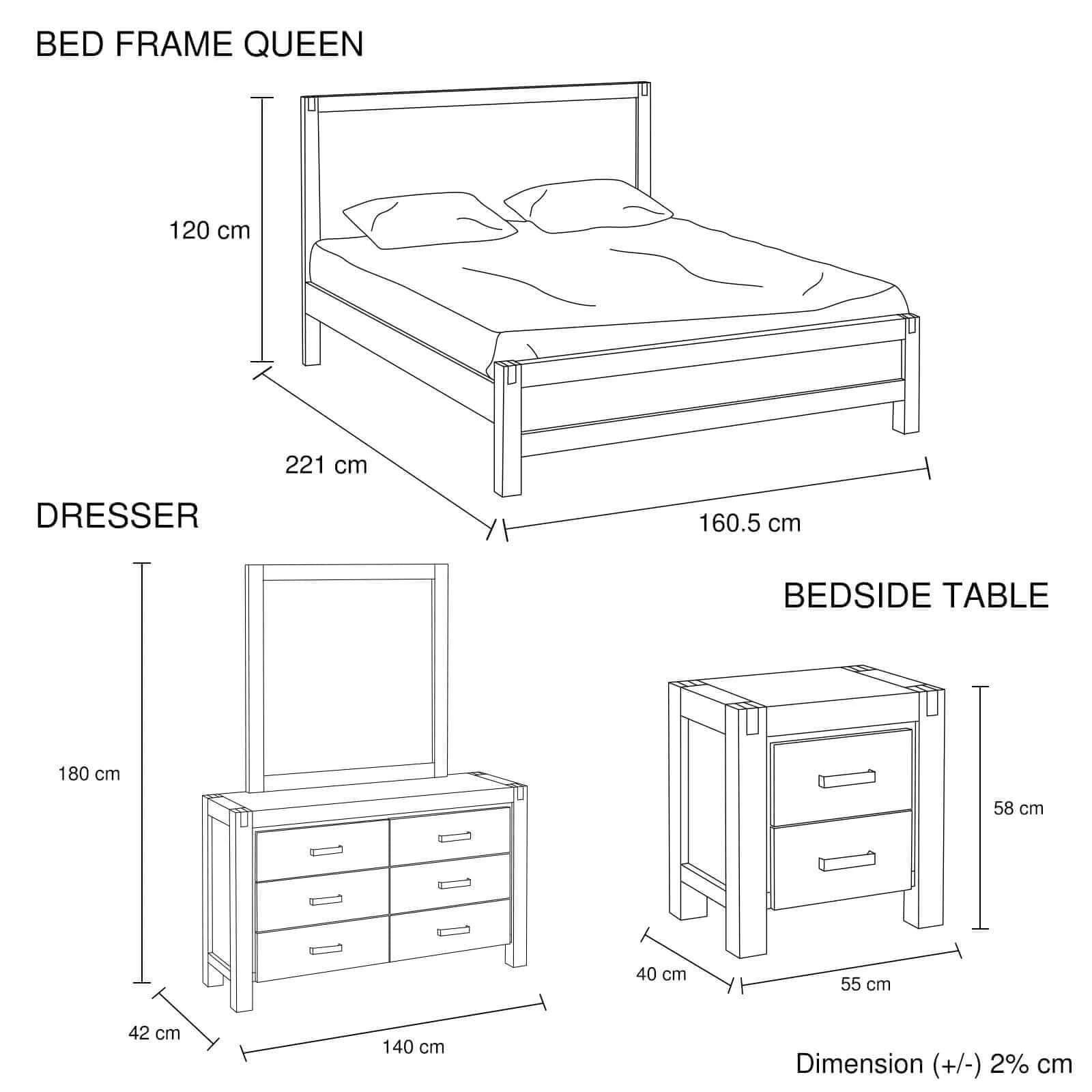 Purchase Queen Bedroom Suite With Bedside Table-Upinteriors