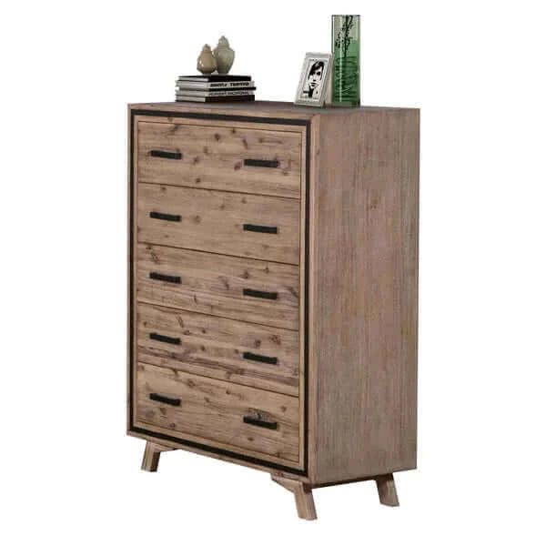 Buy 4 pieces bedroom suite king size silver brush in acacia wood construction bed bedside table & tallboy - upinteriors-Upinteriors