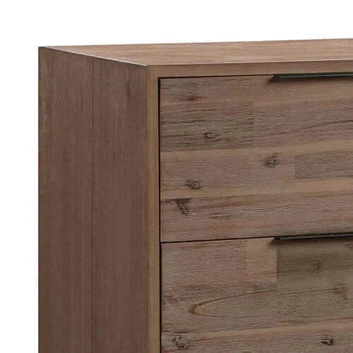 Buy 4 pieces bedroom suite made in solid wood acacia veneered king size oak colour 1x bed 2x bedside table & 1x tallboy - upinteriors-Upinteriors