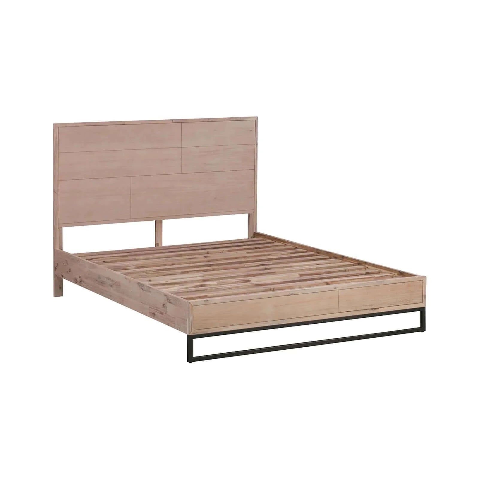 Buy 4 pieces bedroom suite made in solid wood acacia veneered queen size oak colour bed bedside table & dresser - upinteriors-Upinteriors