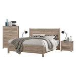Buy 4 pieces bedroom suite natural wood like mdf structure double size oak colour bed bedside table & tallboy - upinteriors-Upinteriors