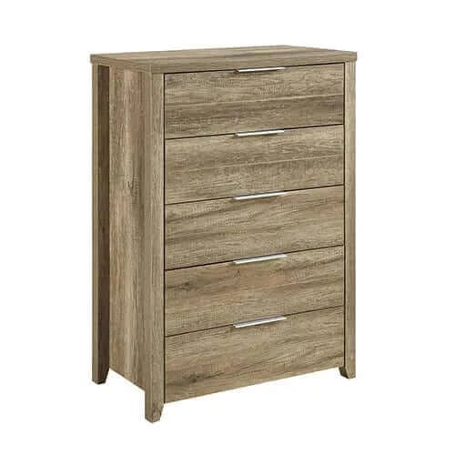 Buy 4 pieces bedroom suite natural wood like mdf structure queen size oak colour bed bedside table & dresser - upinteriors-Upinteriors