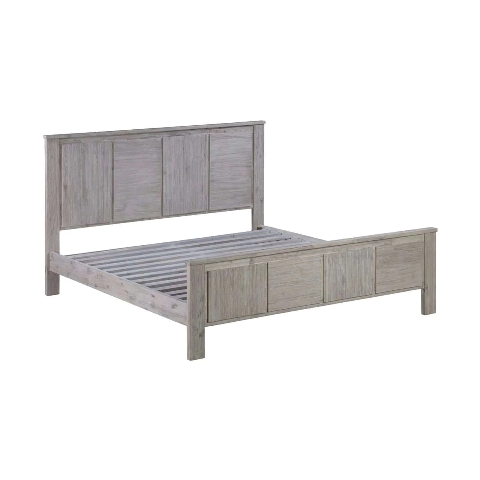 Buy 4 pieces bedroom suite with solid acacia wood veneered construction in queen size white ash colour bed bedside table & - upinteriors-Upinteriors