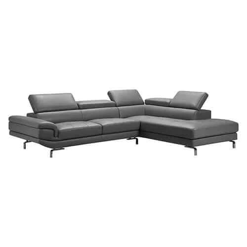 Buy 5 seater lounge set grey colour leatherette corner sofa for living room couch with chaise - upinteriors-Upinteriors