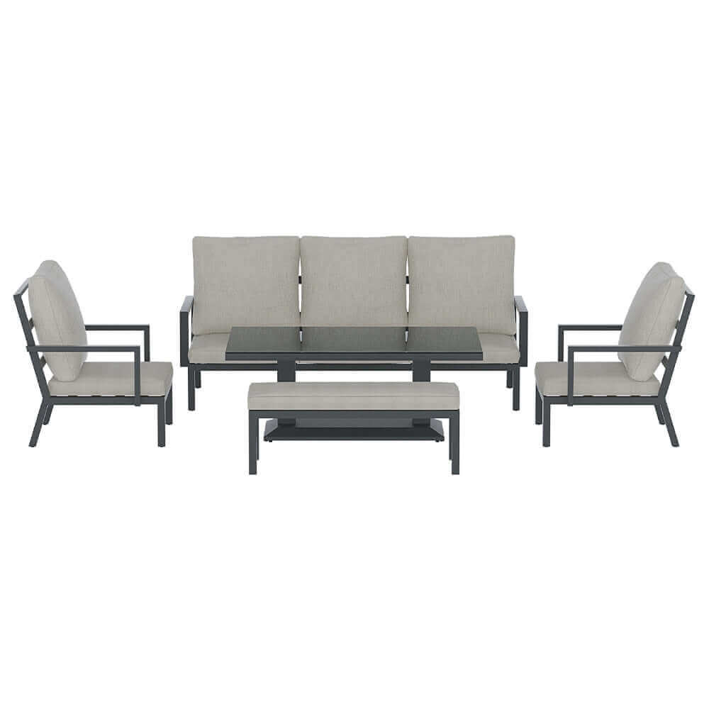 Gardeon Outdoor Sofa 7-Seater Lounge Set Garden Patio Aluminium Bench w/Cushions-Upinteriors