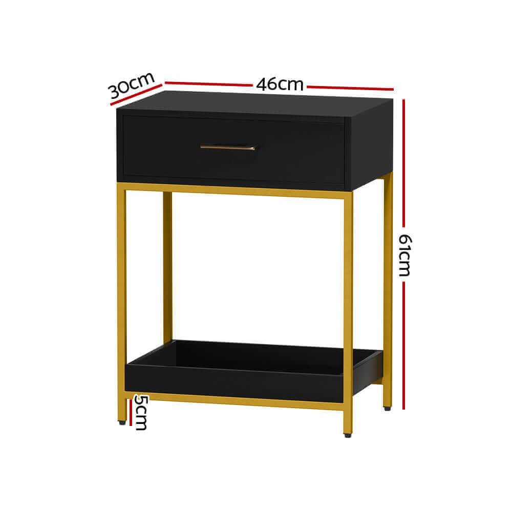 Artiss Bedside Table Drawers Side Table Shelf Storage Nightstand Black MASON-Upinteriors