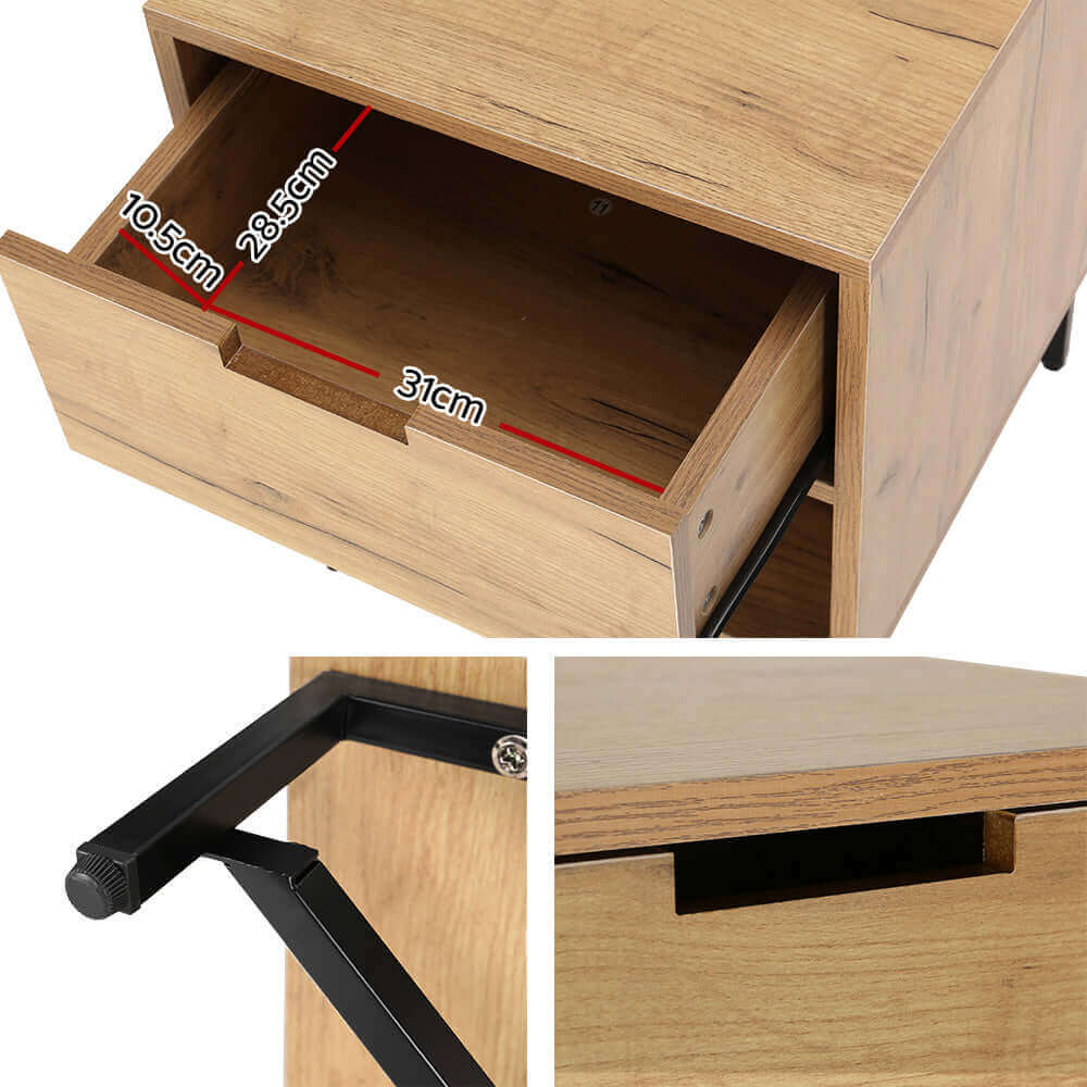 Artiss Bedside Table Drawers Shelf Side Nightstand Storage Bedroom Rust Oak-Upinteriors