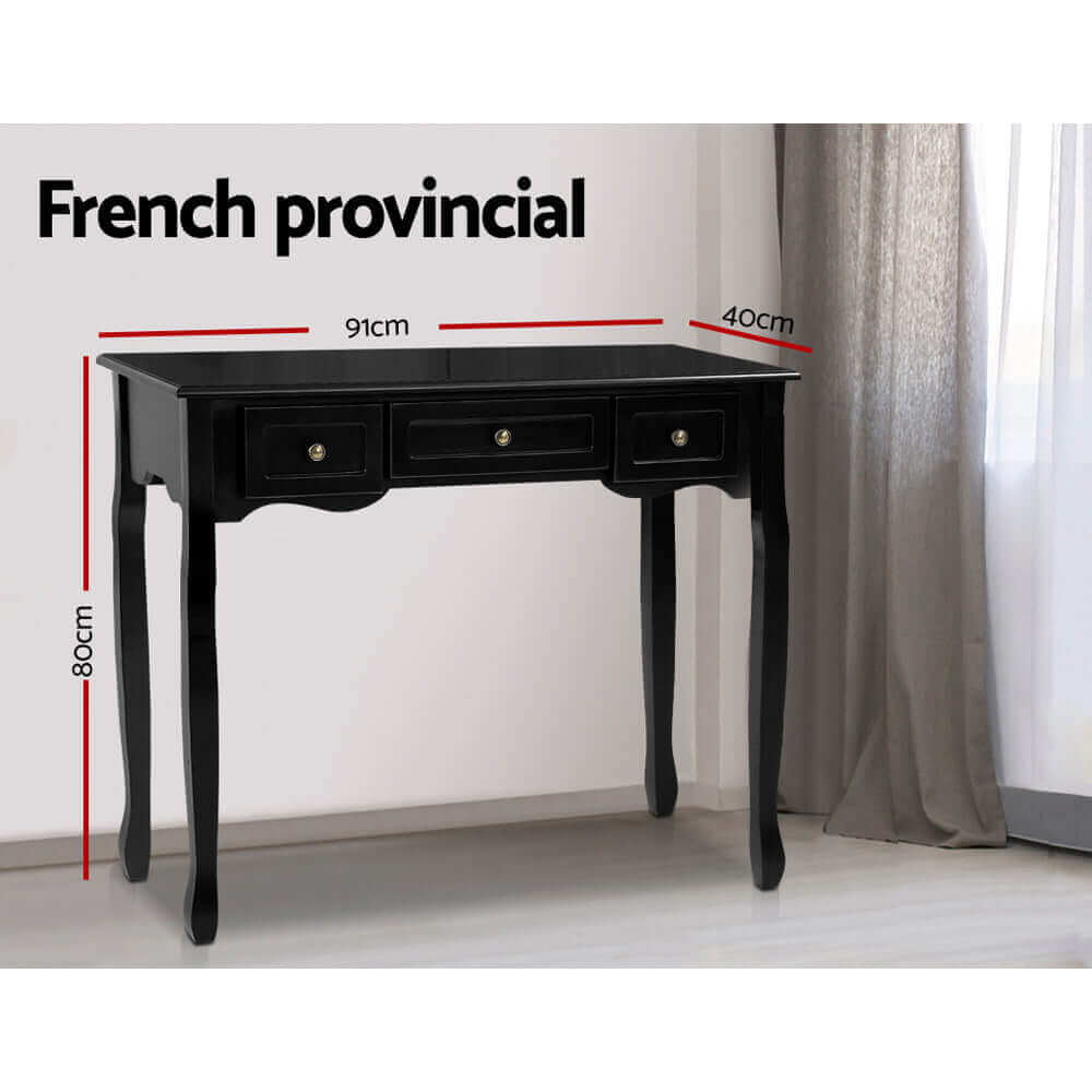 Artiss Hallway Console Table Hall Side Dressing Entry Display 3 Drawers Black-Upinteriors