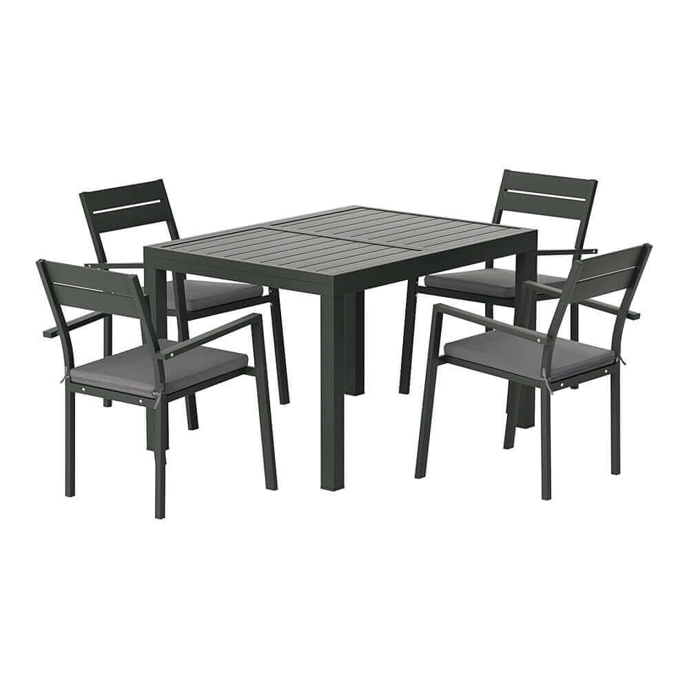 Gardeon 5pcs Outdoor Dining Set 4-Seater Aluminum Extension Table Chairs Lounge-Upinteriors