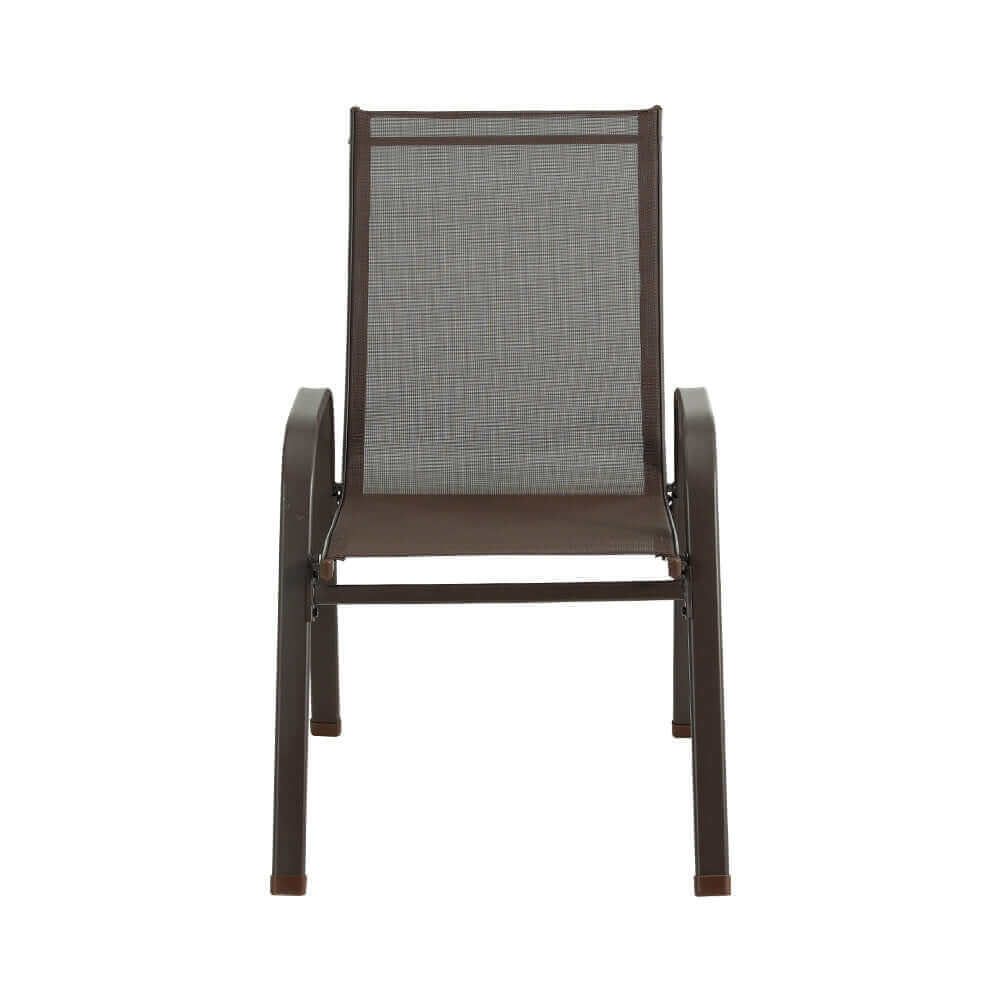Gardeon 6pcs Outdoor Dining Chairs Stackable Chair Patio Garden Furniture Brown-Upinteriors