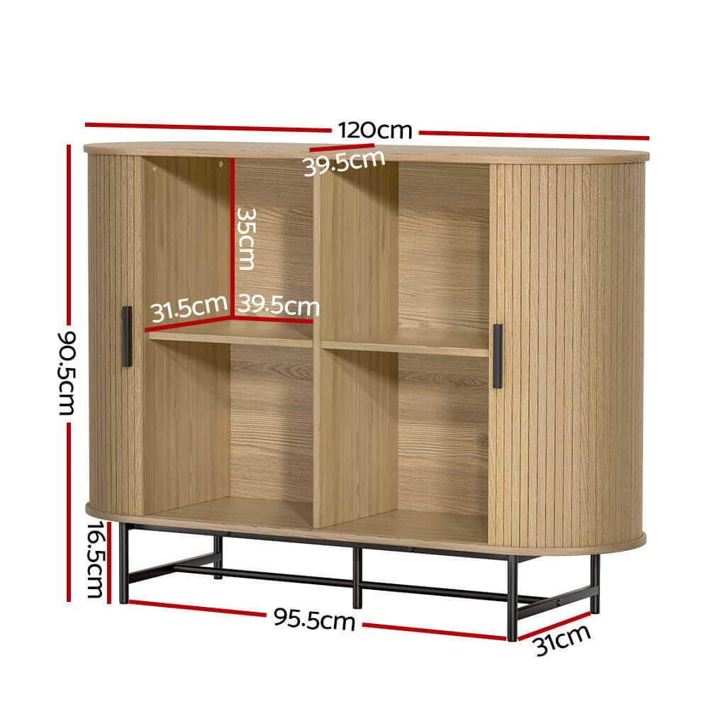 Artiss Buffet Sideboard Cupboard Cabinet Sliding Doors Pantry Storage Oak PIIA-Upinteriors