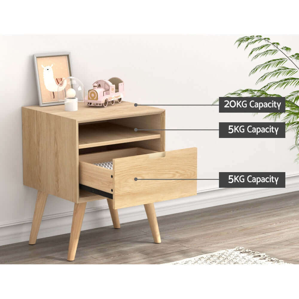 Artiss Bedside Table Drawers Side Table Shelf Storage Cabinet Nightstand GORR-Upinteriors