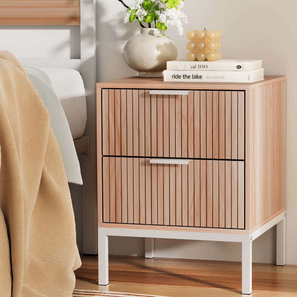 Artiss Bedside Table Drawers Side End Table Storage Cabinet Nightstand Pine LURA-Upinteriors