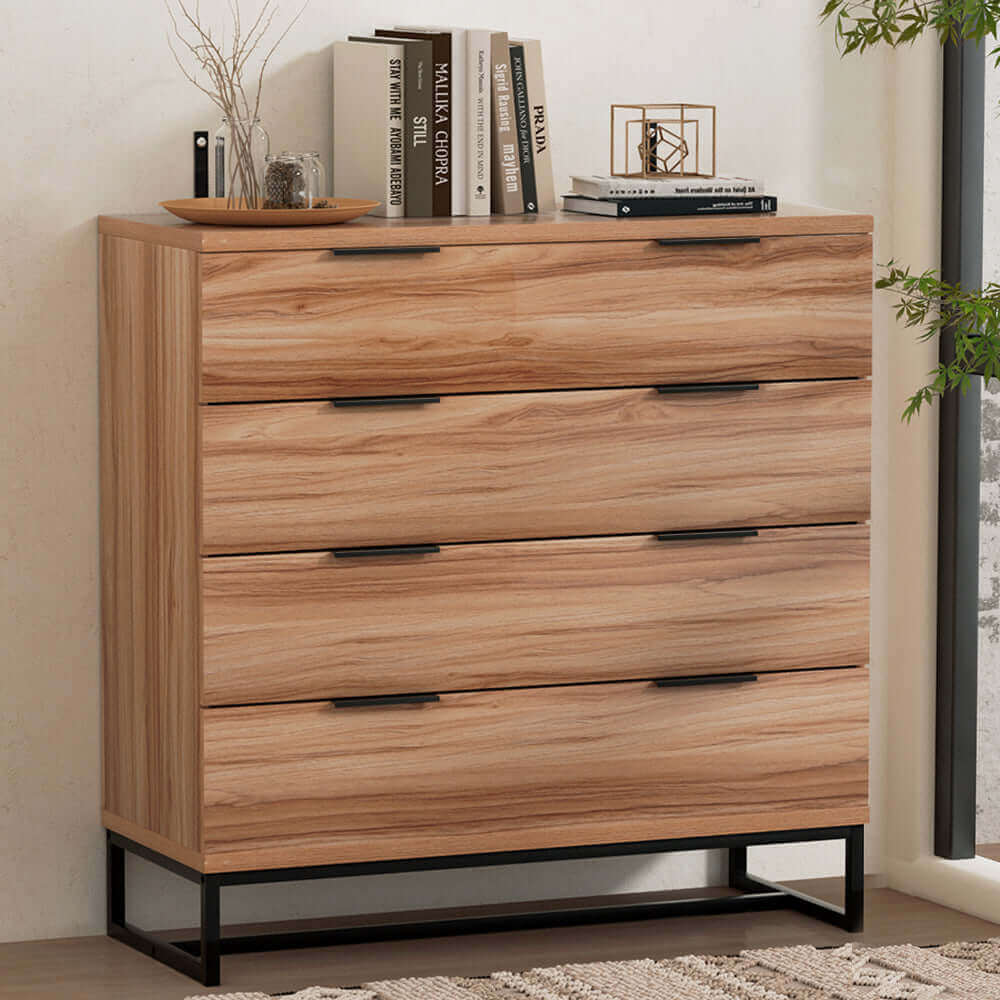 Artiss 4 Chest of Drawers Cabinet Dresser Table Tallboy Storage Bedroom Rust Oak-Upinteriors