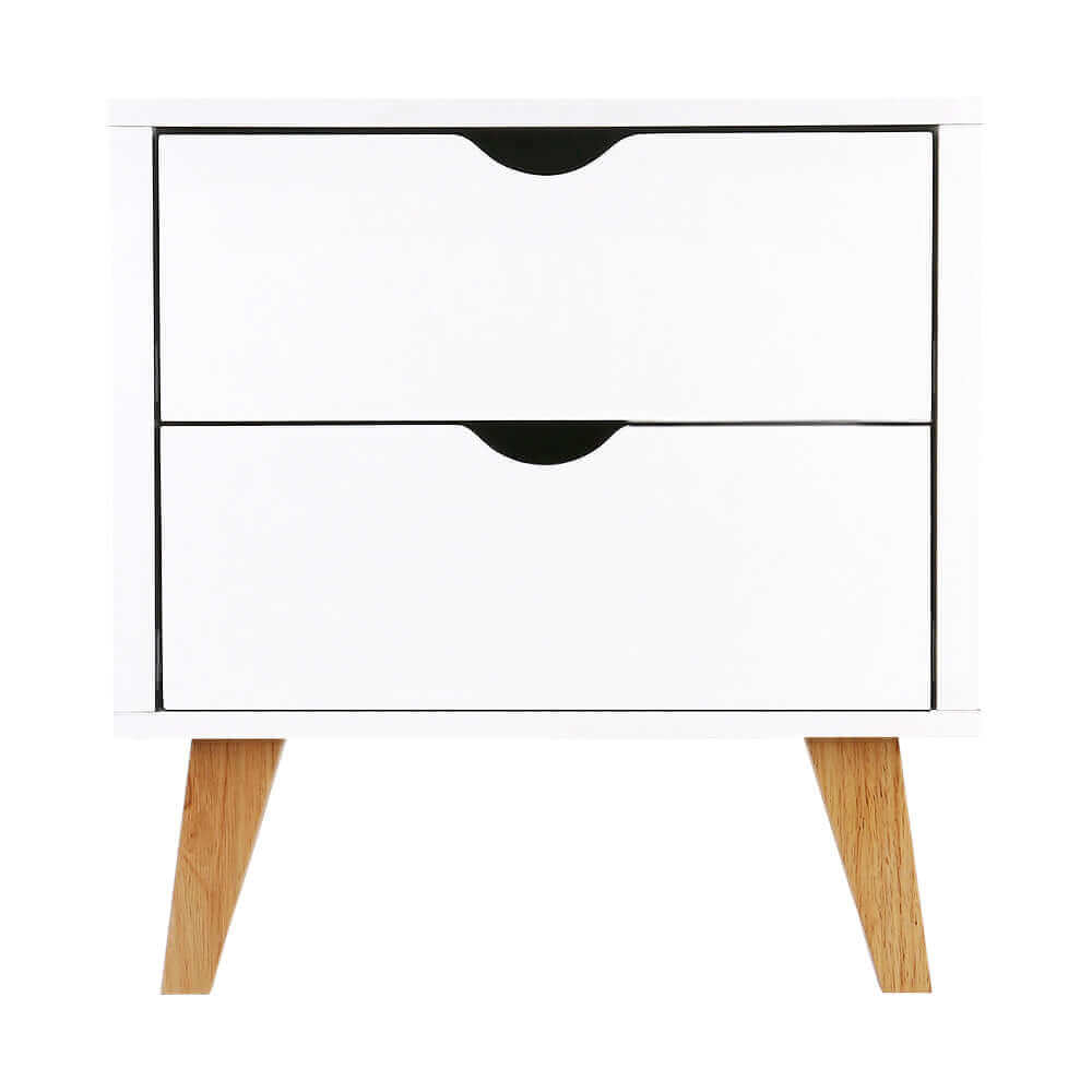 Artiss 2 Drawer Wooden Bedside Tables - White-Upinteriors