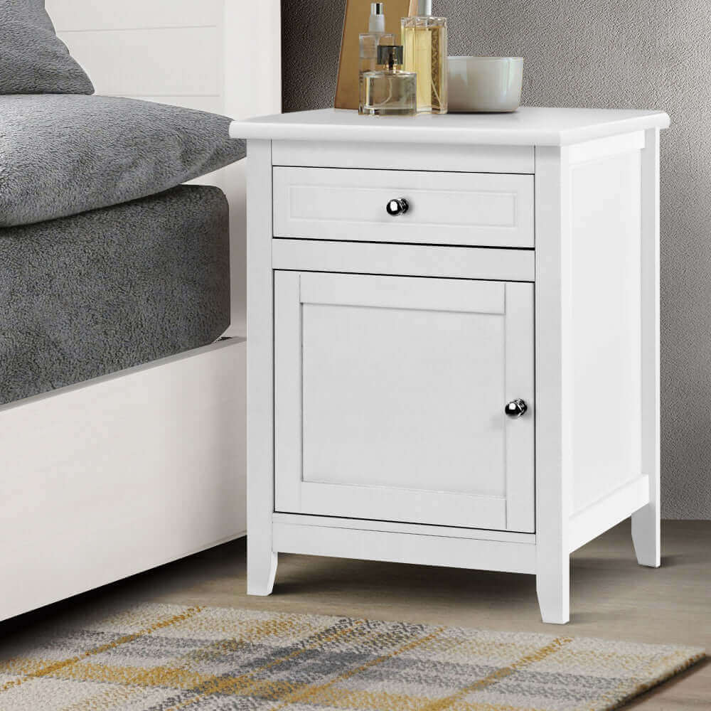 Artiss Bedside Tables Big Storage Drawers Cabinet Nightstand Lamp Chest White-Upinteriors