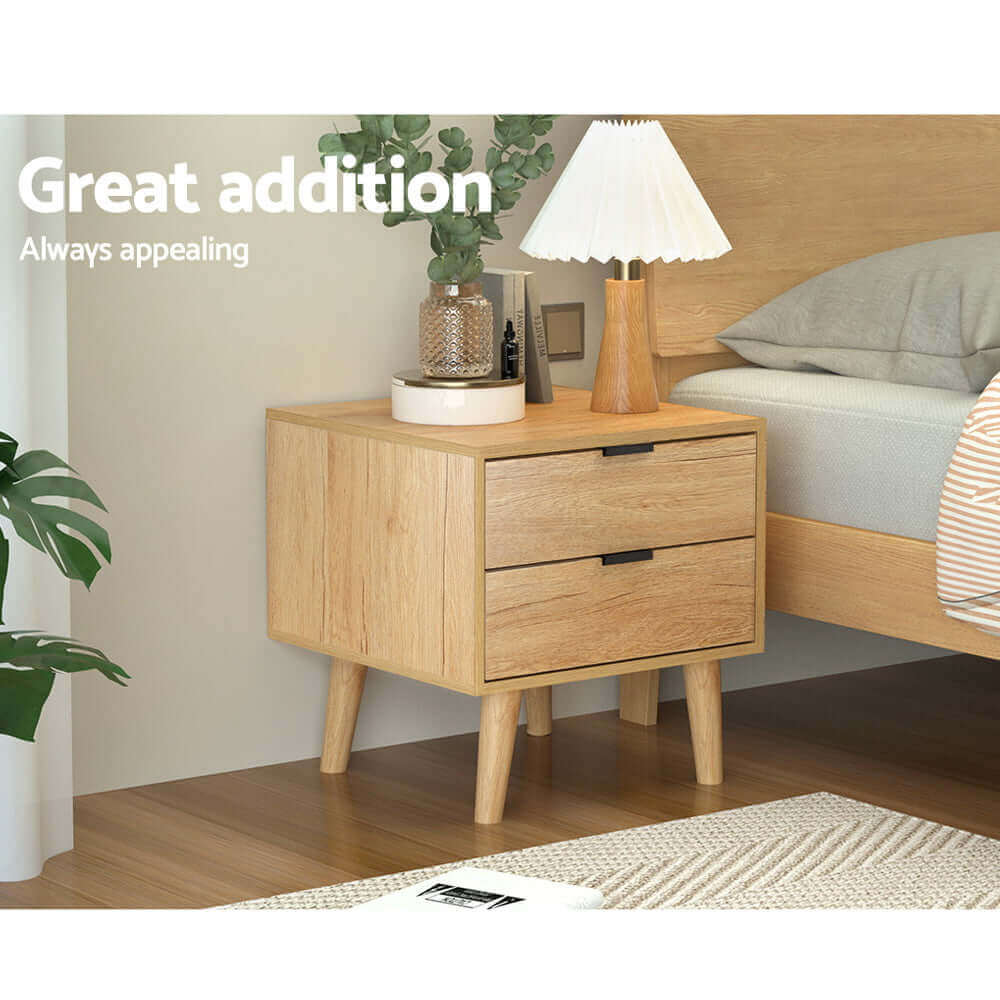 Artiss Bedside Table Drawers Nightstand Side End Table Storage Cabinet Pine MAJD-Upinteriors