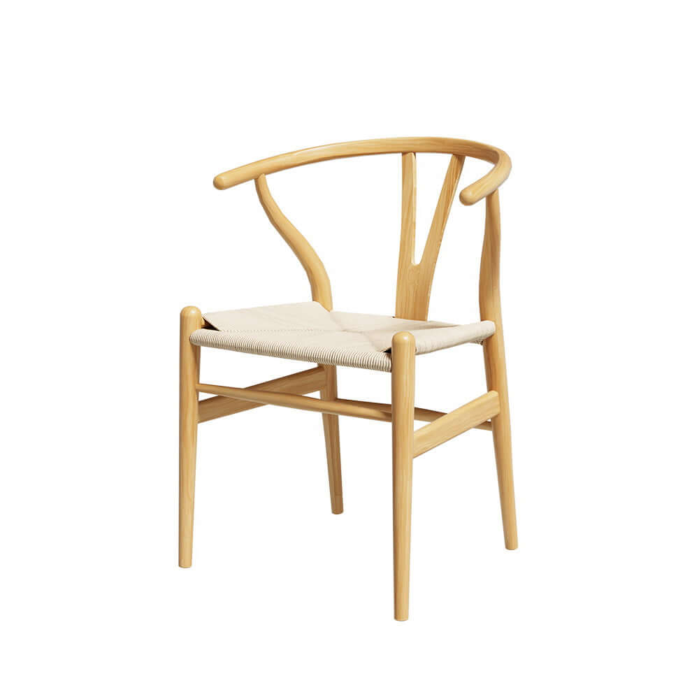 Artiss Wishbone Dining Chairs Ratter Seat Solid Wood Frame Cafe Lounge Chair-Upinteriors