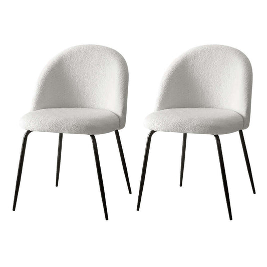 Artiss Dining Chairs Accent Chairs Armchair Kitchen Sherpa Boucle Chair White - Upinteriors