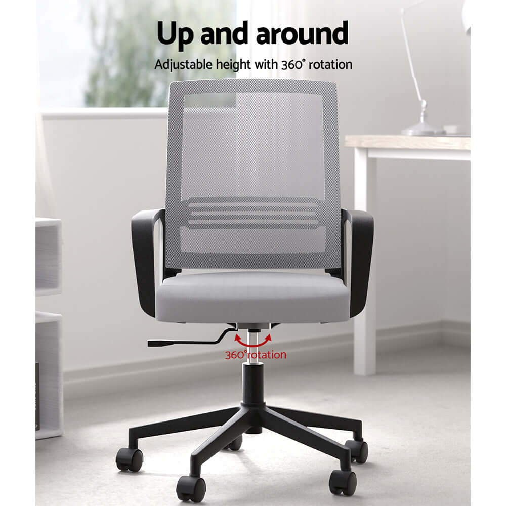 Artiss Mesh Office Chair Computer Gaming Desk Chairs Work Study Mid Back Grey-Upinteriors