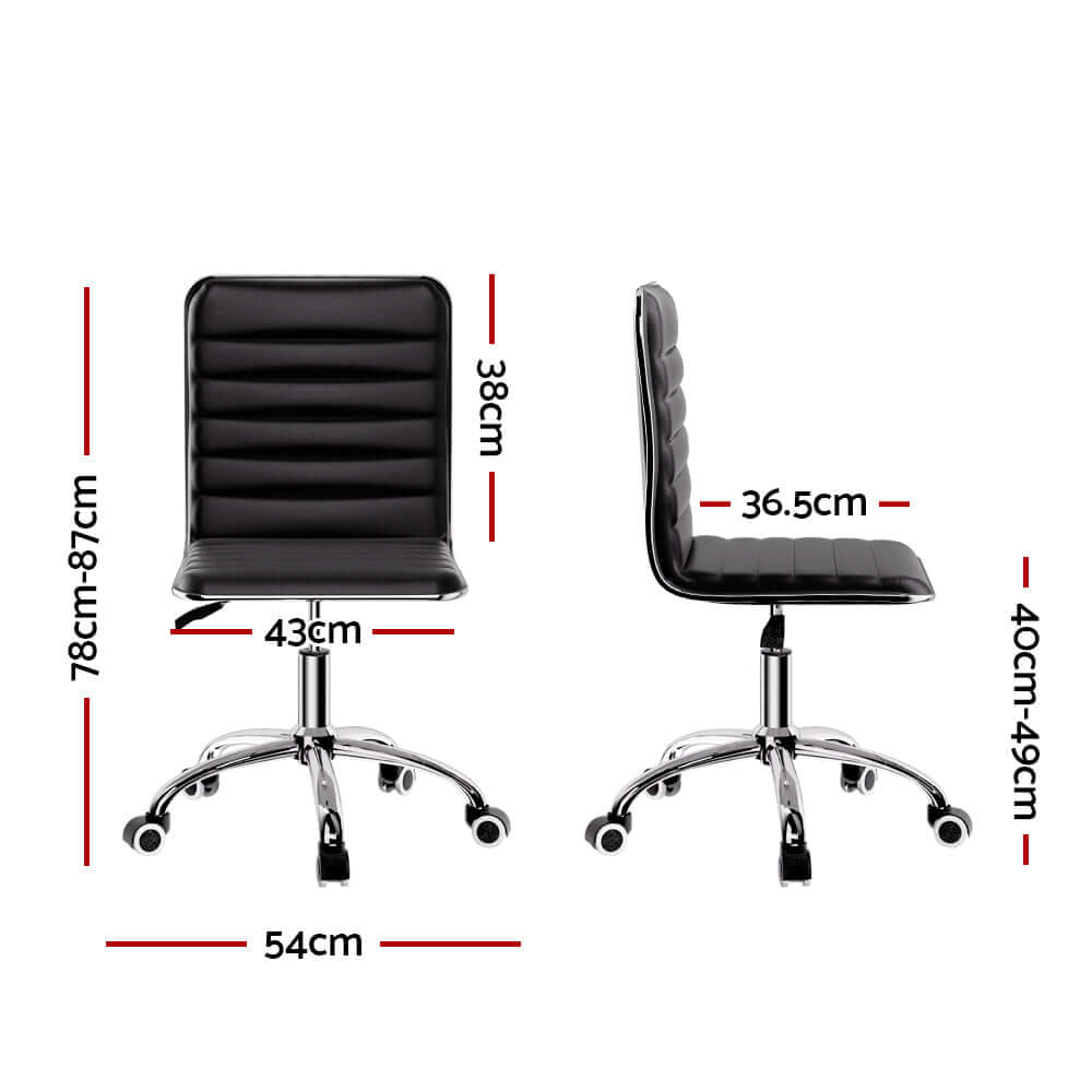 Artiss Office Chair Computer Desk Gaming Chairs PU Leather Low Back Black-Upinteriors